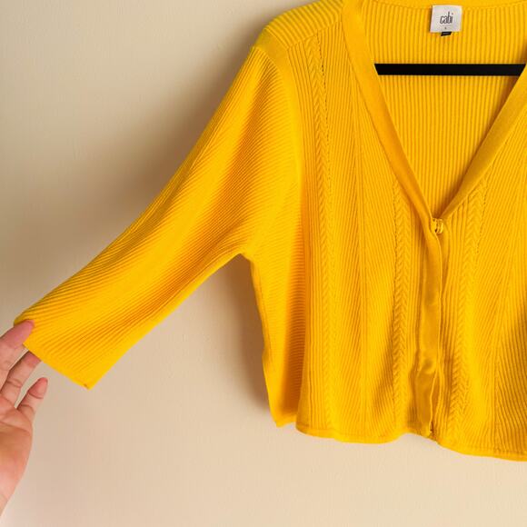 Cabi Yellow Sunny Snap Front Knit Cardigan Sweater - Small - Picture 2 of 8